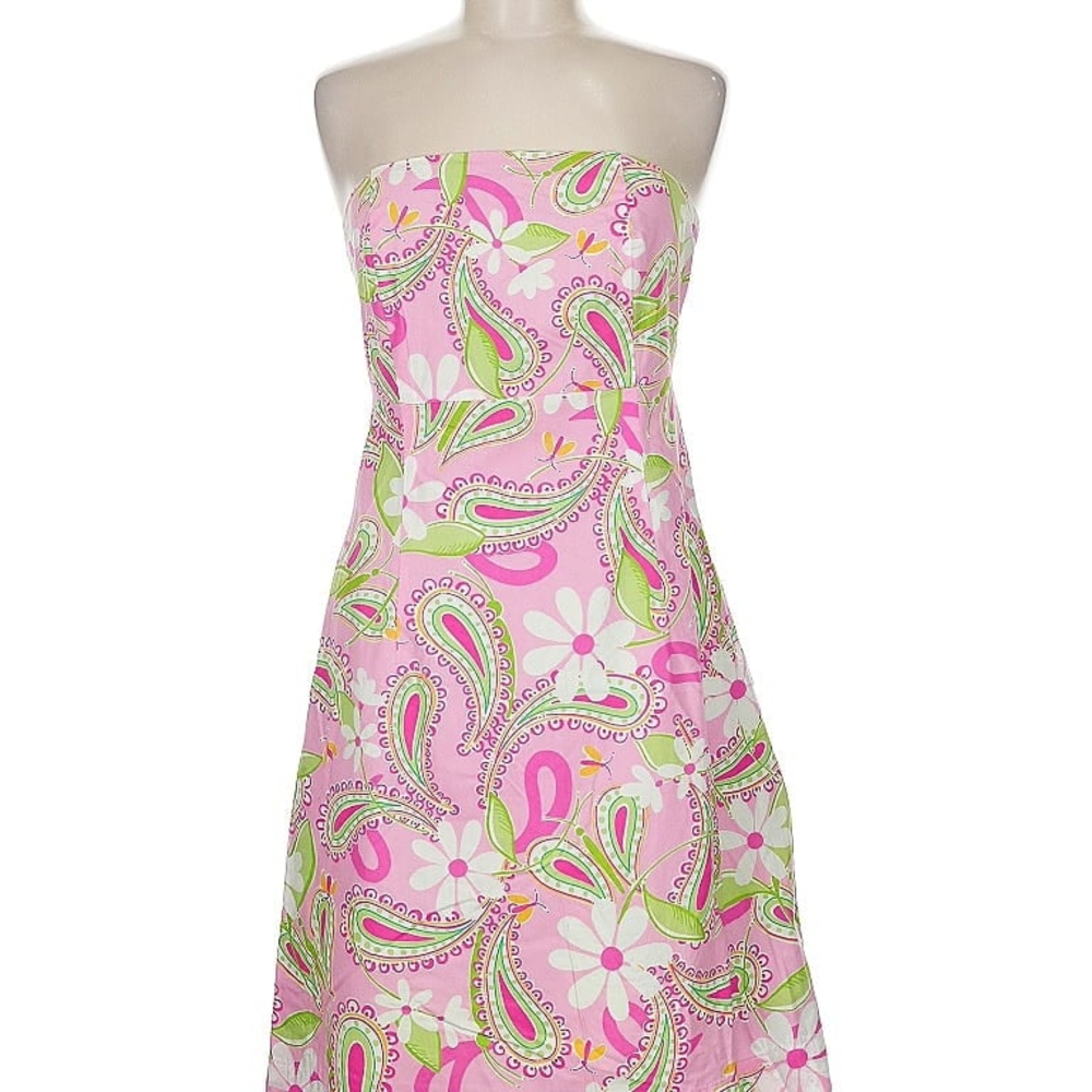 Pink Paisley Strapless Dress Lilly Pullitzer Vintage sz 6